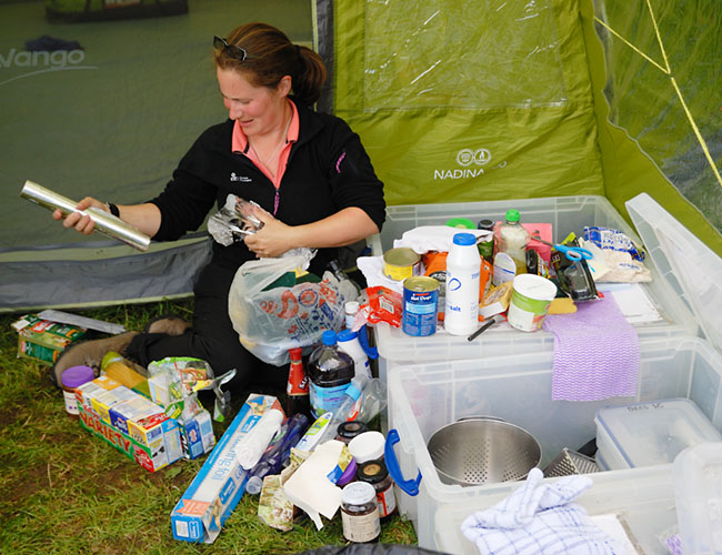 Clearing out the camp kitchen