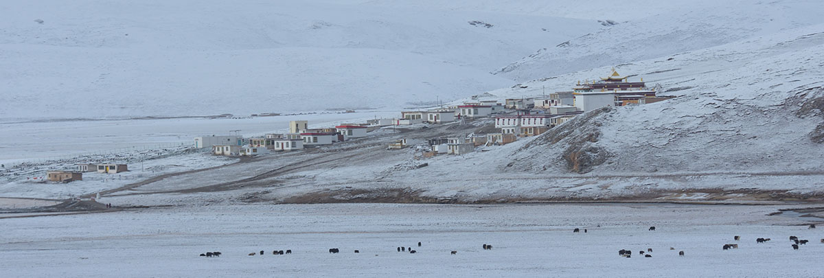 Tibetan village in the snow