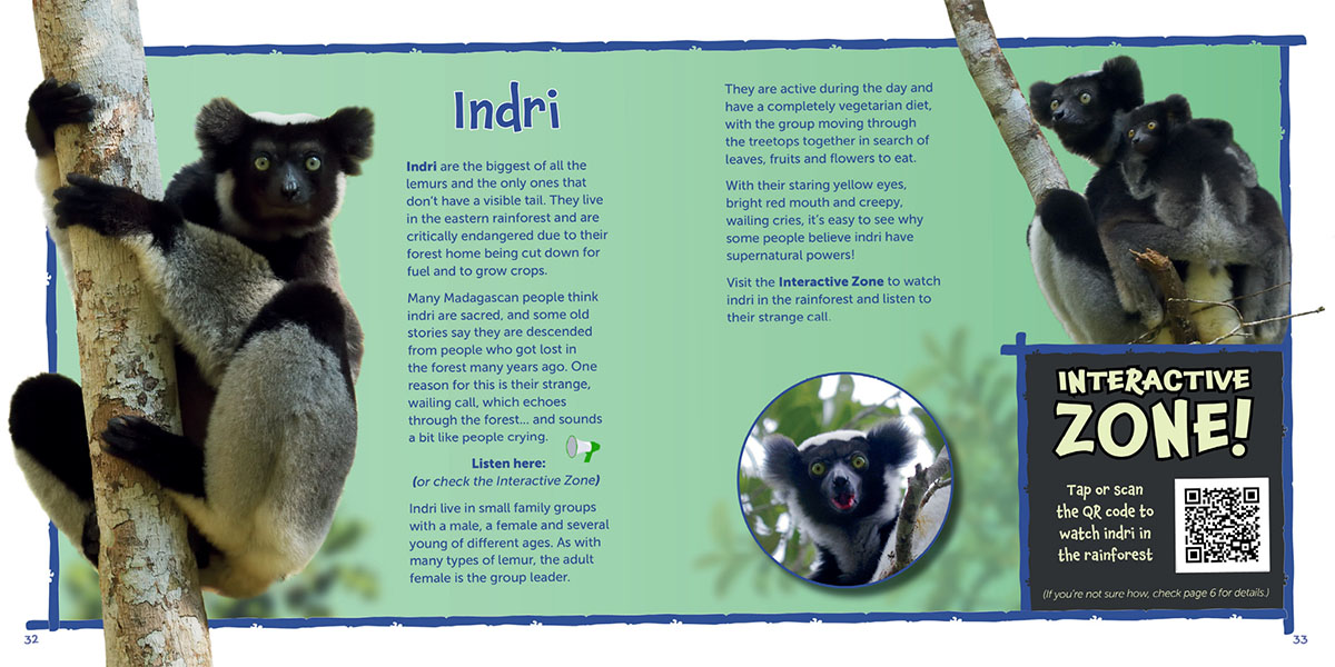 Indri page of Wildlife of the World - Madagascar by Hugh Lansdown